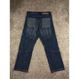 Akademiks Baggy Jeans Y2K Hip Hop Streetwear Skate Denim Checkered Panel Mens 38